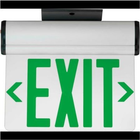 HUBBELL LIGHTING Hubbell LED Edge-Lit Exit, Single-Face, Green Letters, Surface Mount, w/Battery Back-up CELS1GNE